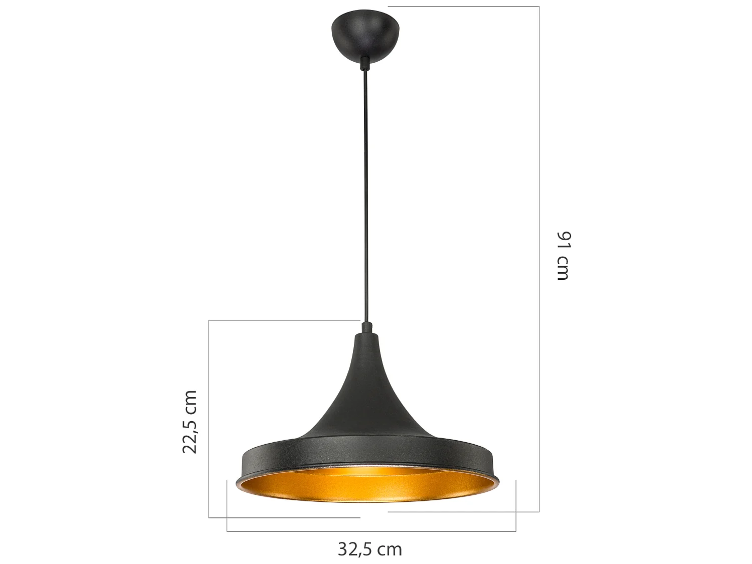 Suspension Bamber Bridge en métal 91 cm E27 noir / laiton [lux.pro]