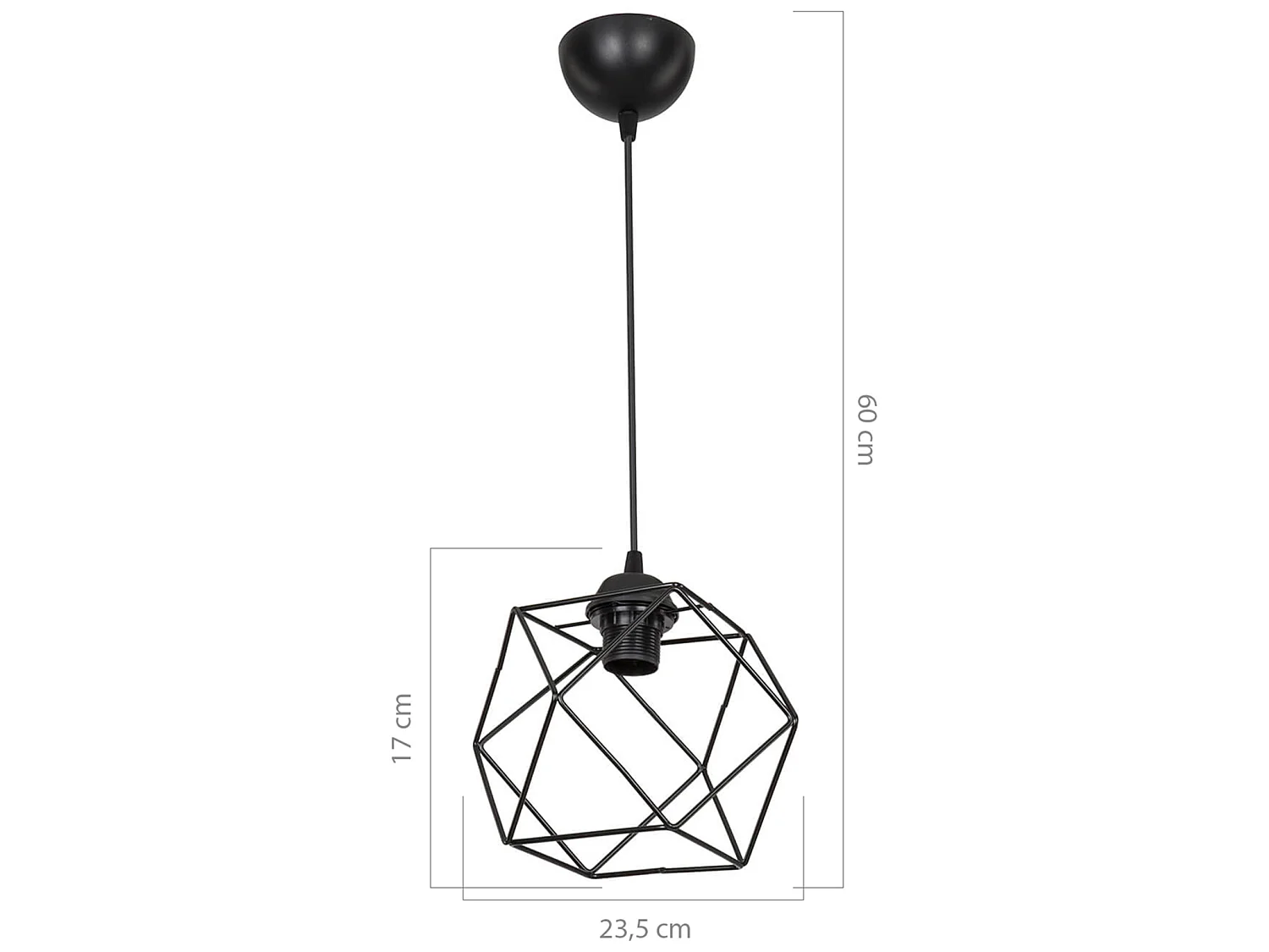 Suspension Brentwood en métal 60 cm E27 noir [lux.pro]