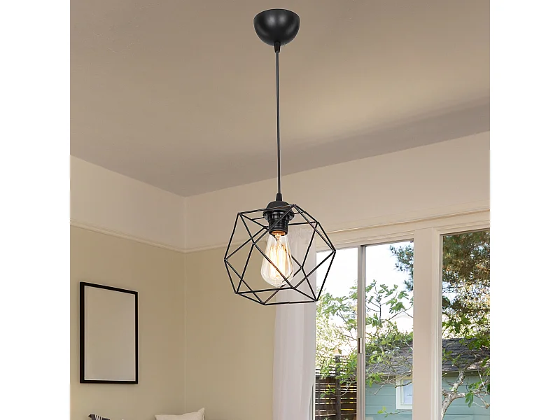 Suspension Brentwood en métal 60 cm E27 noir [lux.pro]