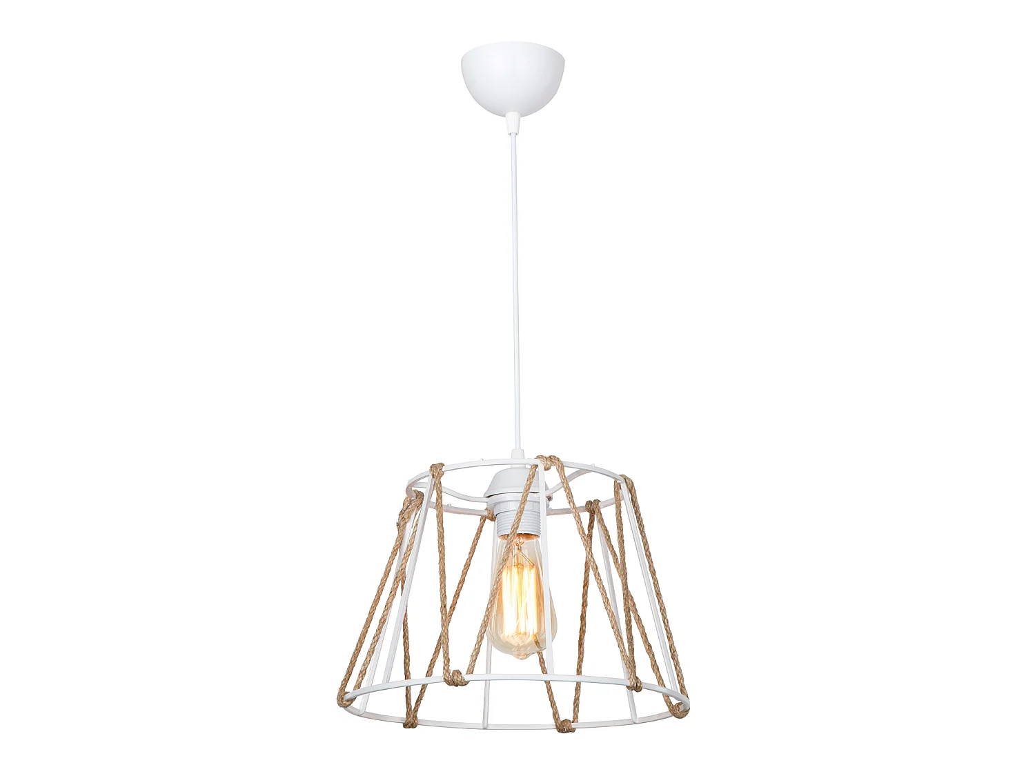 Suspension Halifax en ABS et corde de jute hauteur 60 cm E27 blanc / naturel [lux.pro]