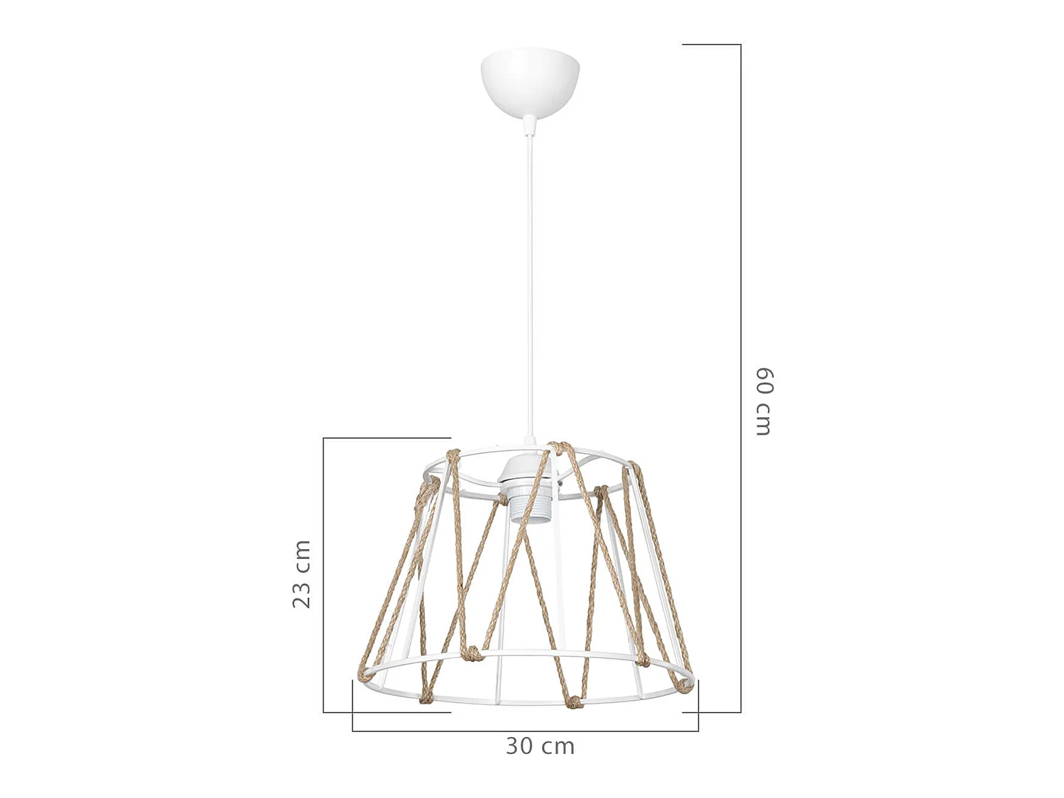 Suspension Halifax en ABS et corde de jute hauteur 60 cm E27 blanc / naturel [lux.pro]