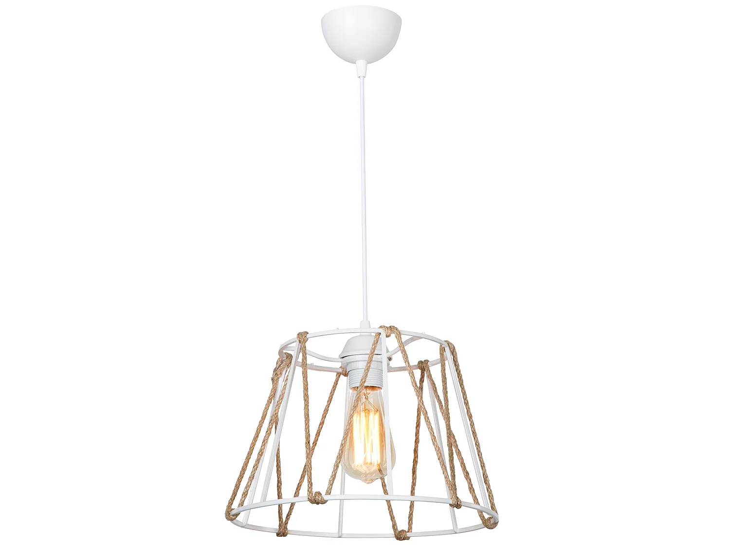 Suspension Halifax en ABS et corde de jute hauteur 60 cm E27 blanc / naturel [lux.pro]