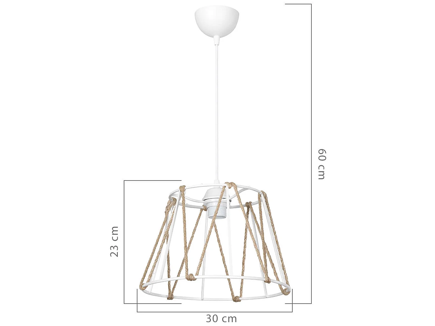 Suspension Halifax en ABS et corde de jute hauteur 60 cm E27 blanc / naturel [lux.pro]