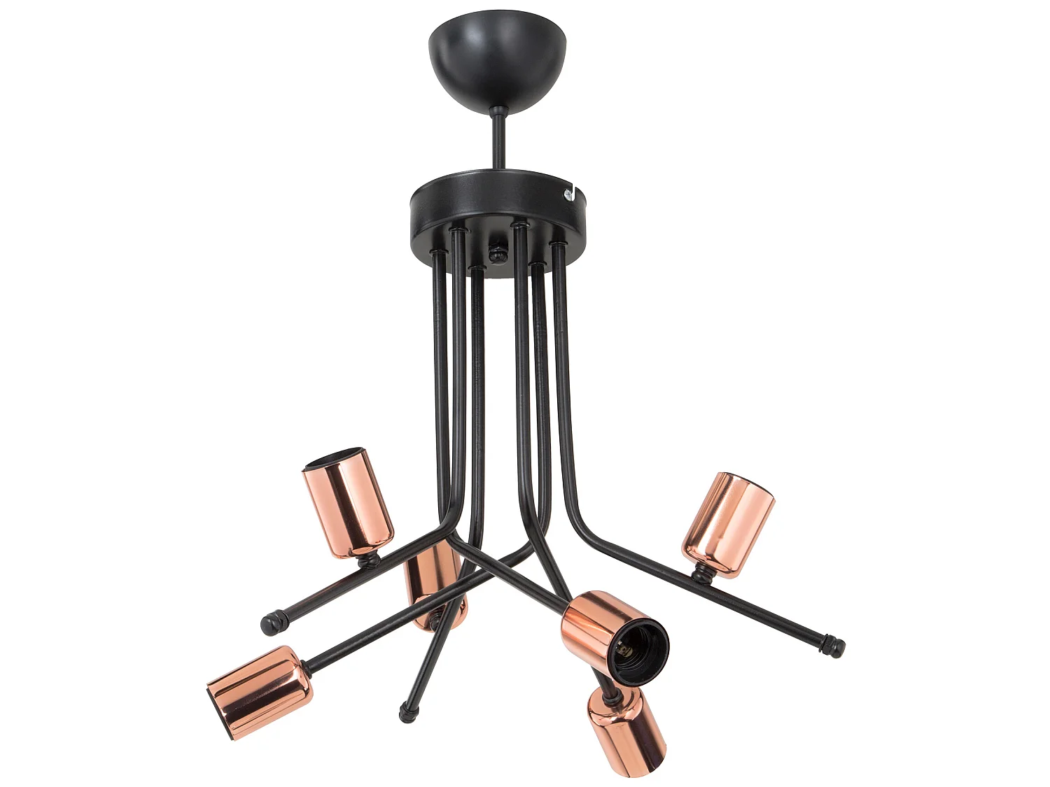 Plafonnier Halesowen en métal 50 cm 6 x E27 noir / cuivre [lux.pro]