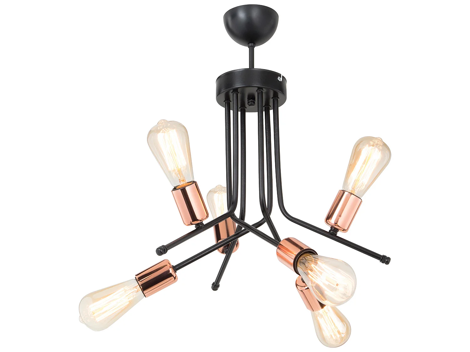 Plafonnier Halesowen en métal 50 cm 6 x E27 noir / cuivre [lux.pro]