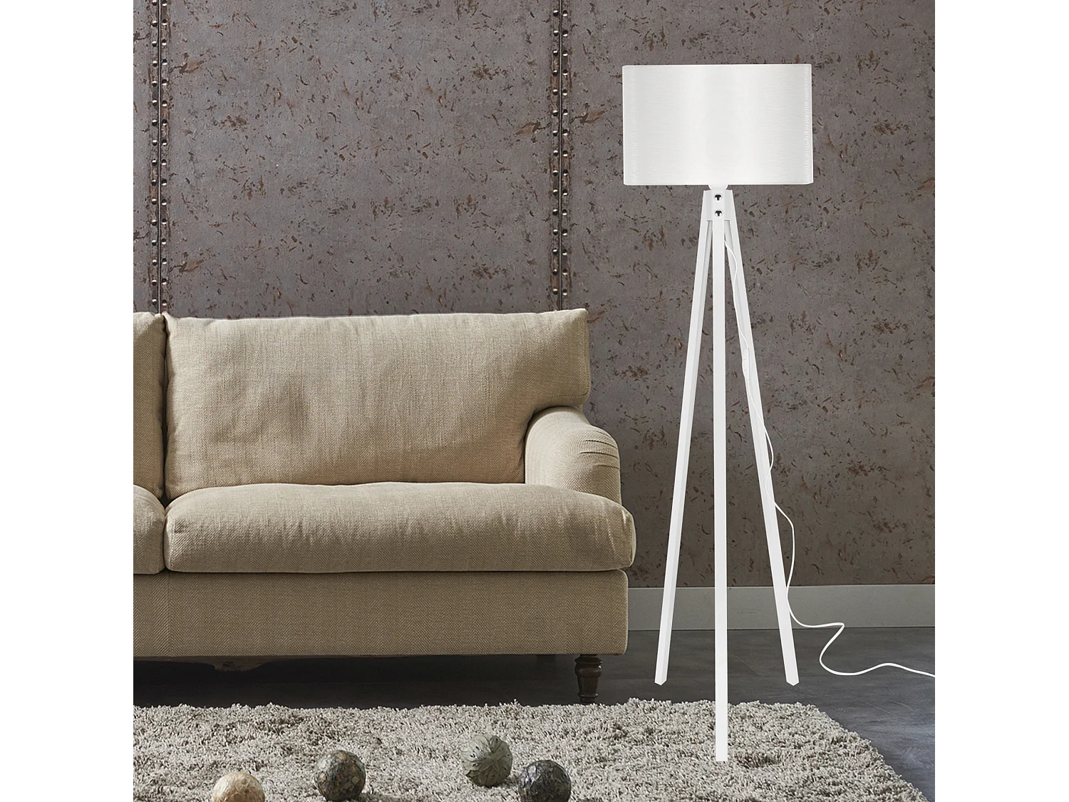 Lampadaire Rochester trépied hauteur 136 cm E27 blanc [lux.pro]