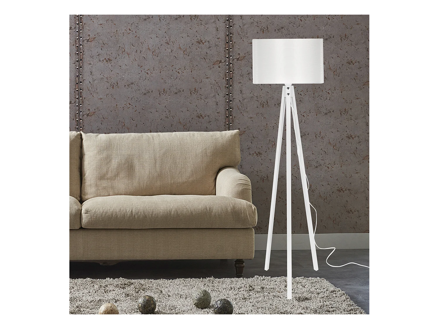 Lampadaire Rochester trépied hauteur 136 cm E27 blanc [lux.pro]