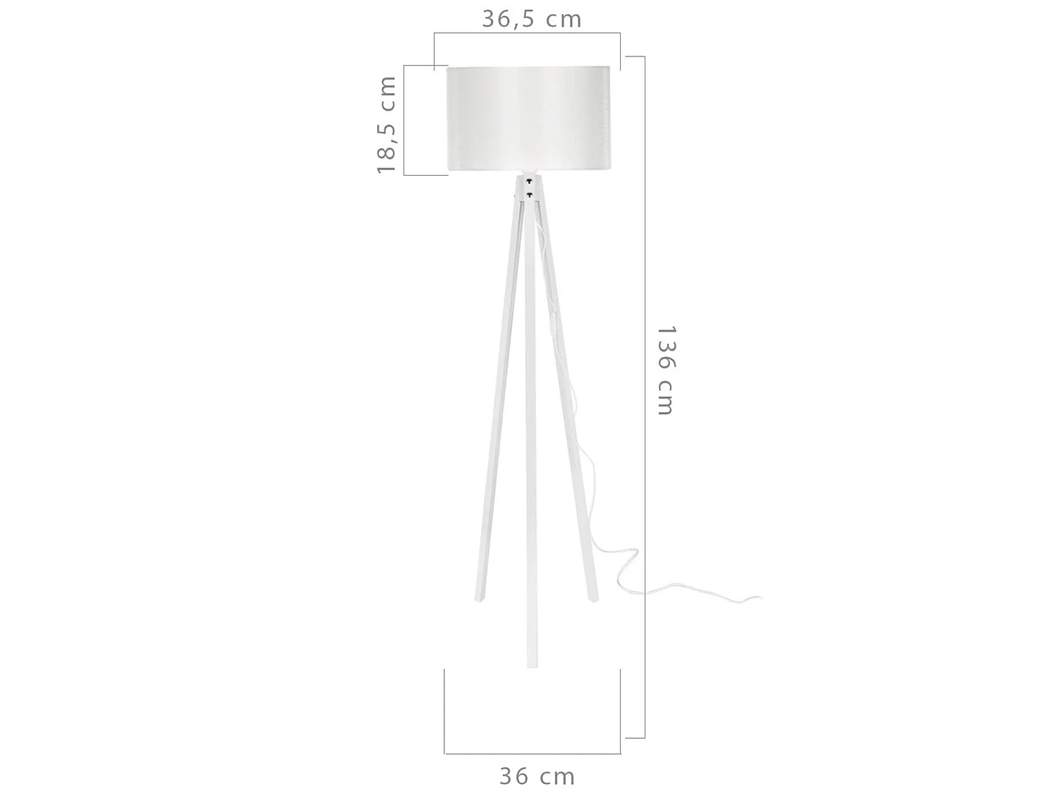 Lampadaire Rochester trépied hauteur 136 cm E27 blanc [lux.pro]