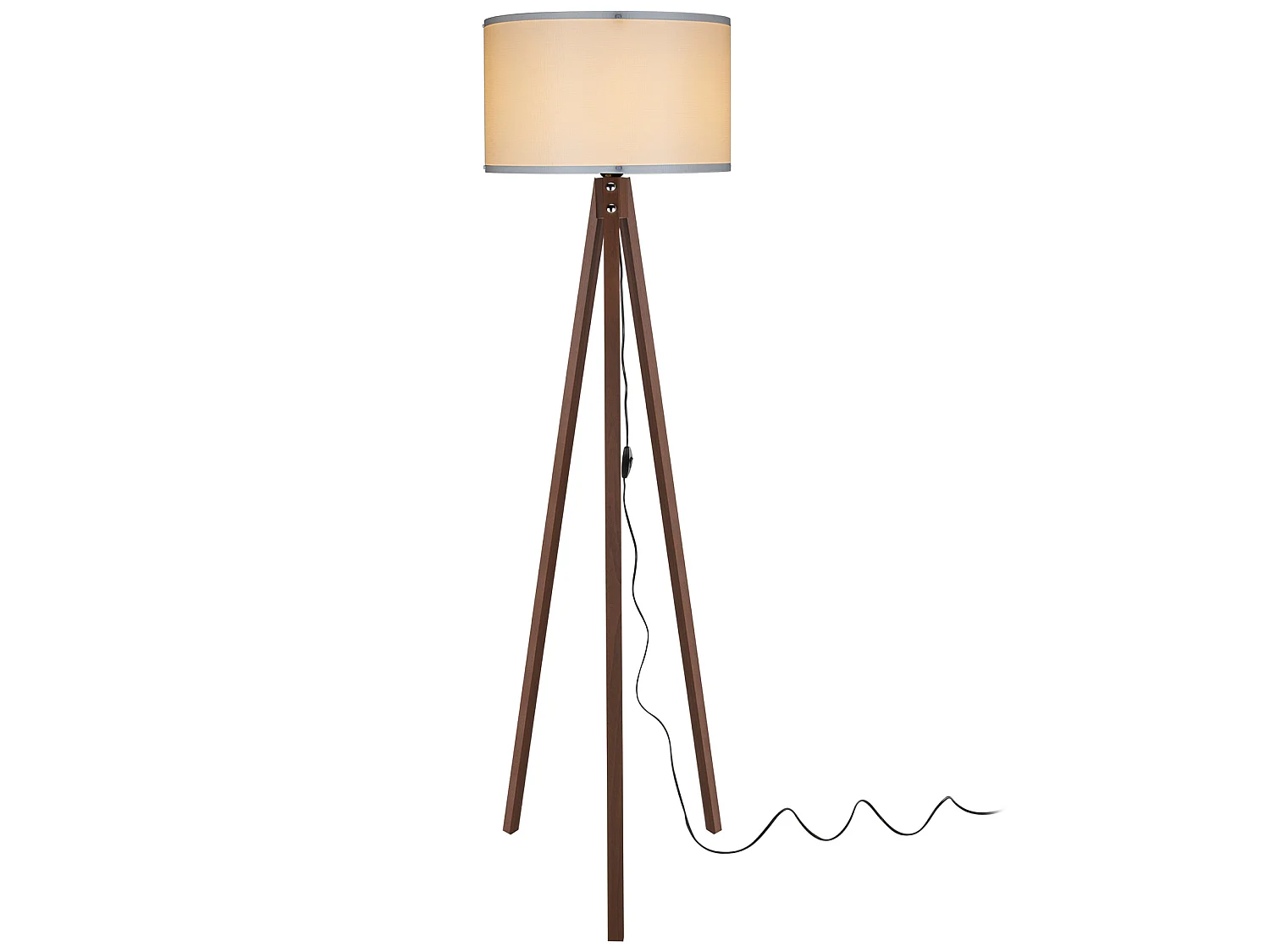 Lampadaire Guildford trépied hauteur 136 cm E27 effet noyer / crème [lux.pro]