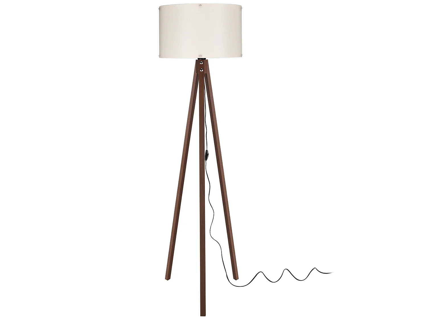 Lampadaire Guildford trépied hauteur 136 cm E27 effet noyer / crème [lux.pro]
