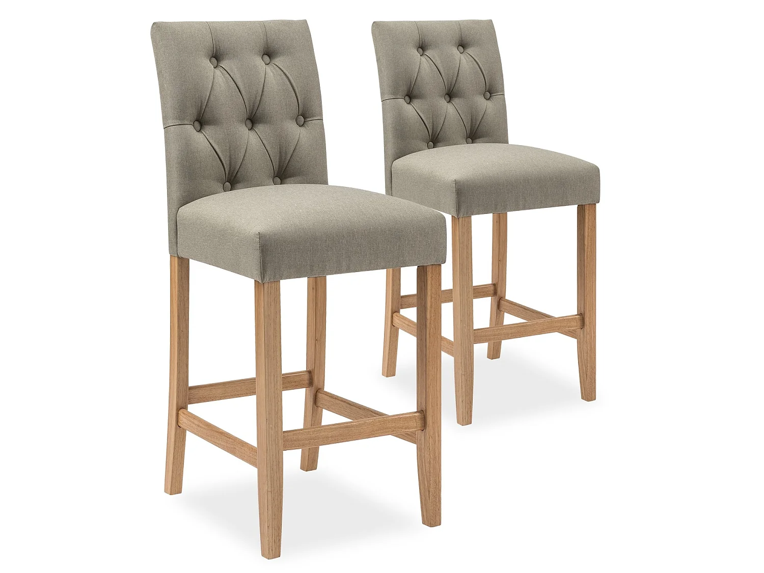 Lot de 2 chaises de bar en bois Gaya tissu Beige - H65cm