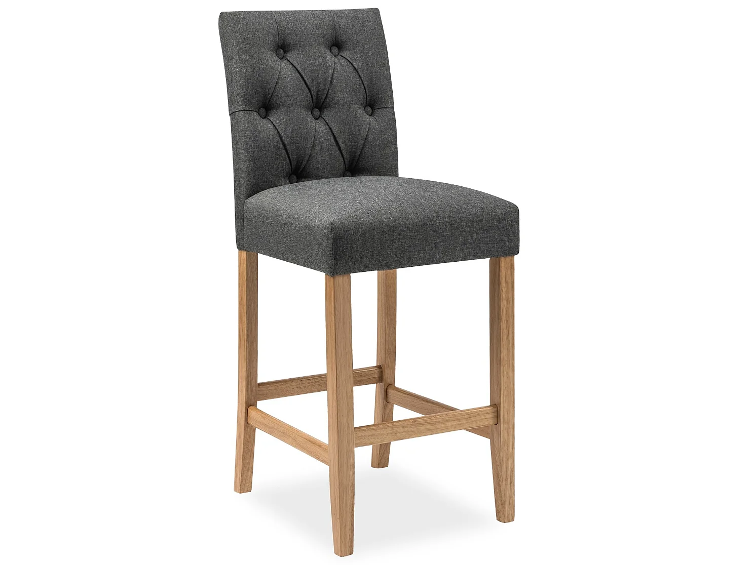Lot de 4 chaises de bar en bois Gaya tissu Gris - H65cm