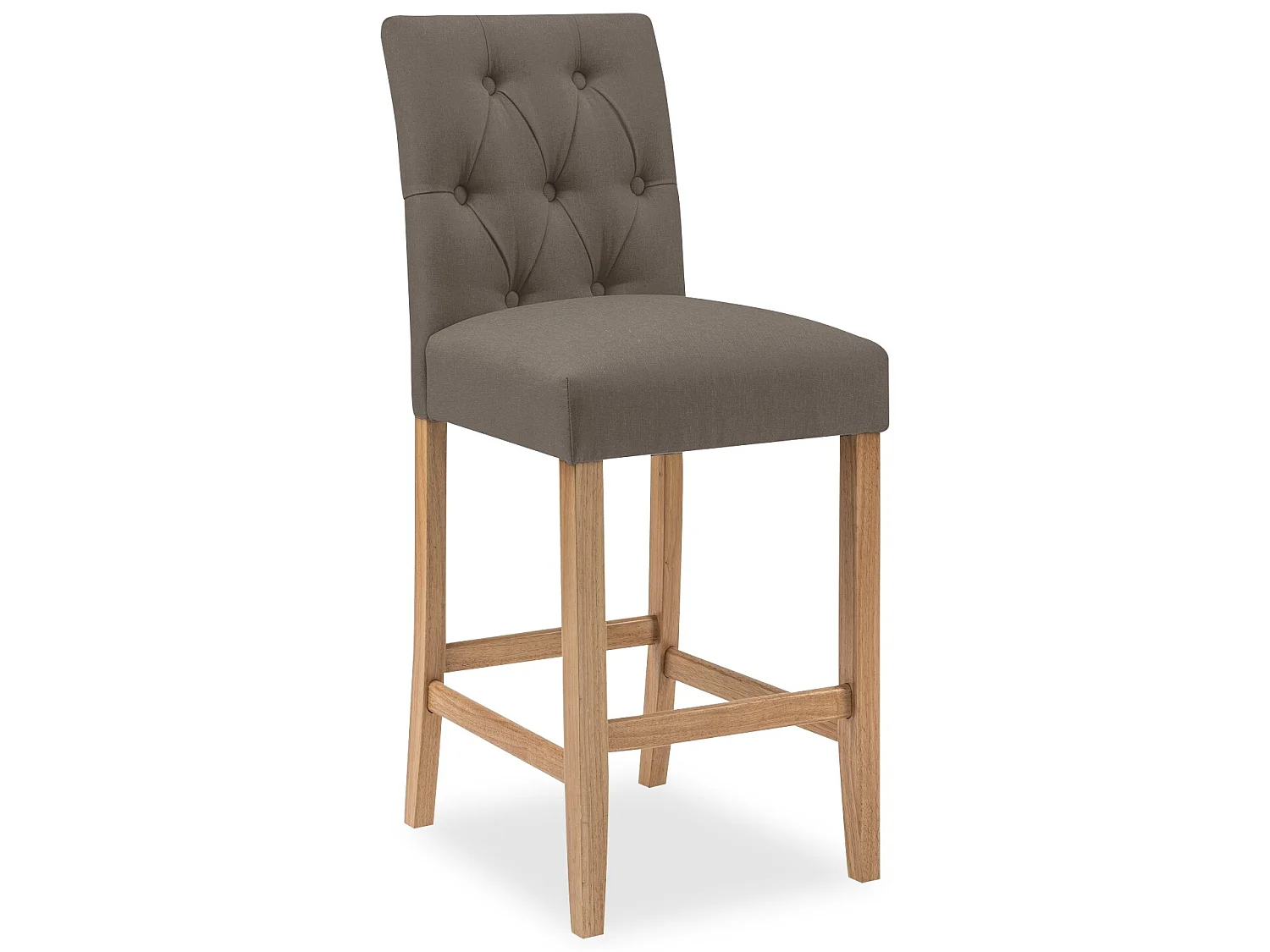 Lot de 2 chaises de bar en bois Gaya tissu Taupe - H65cm