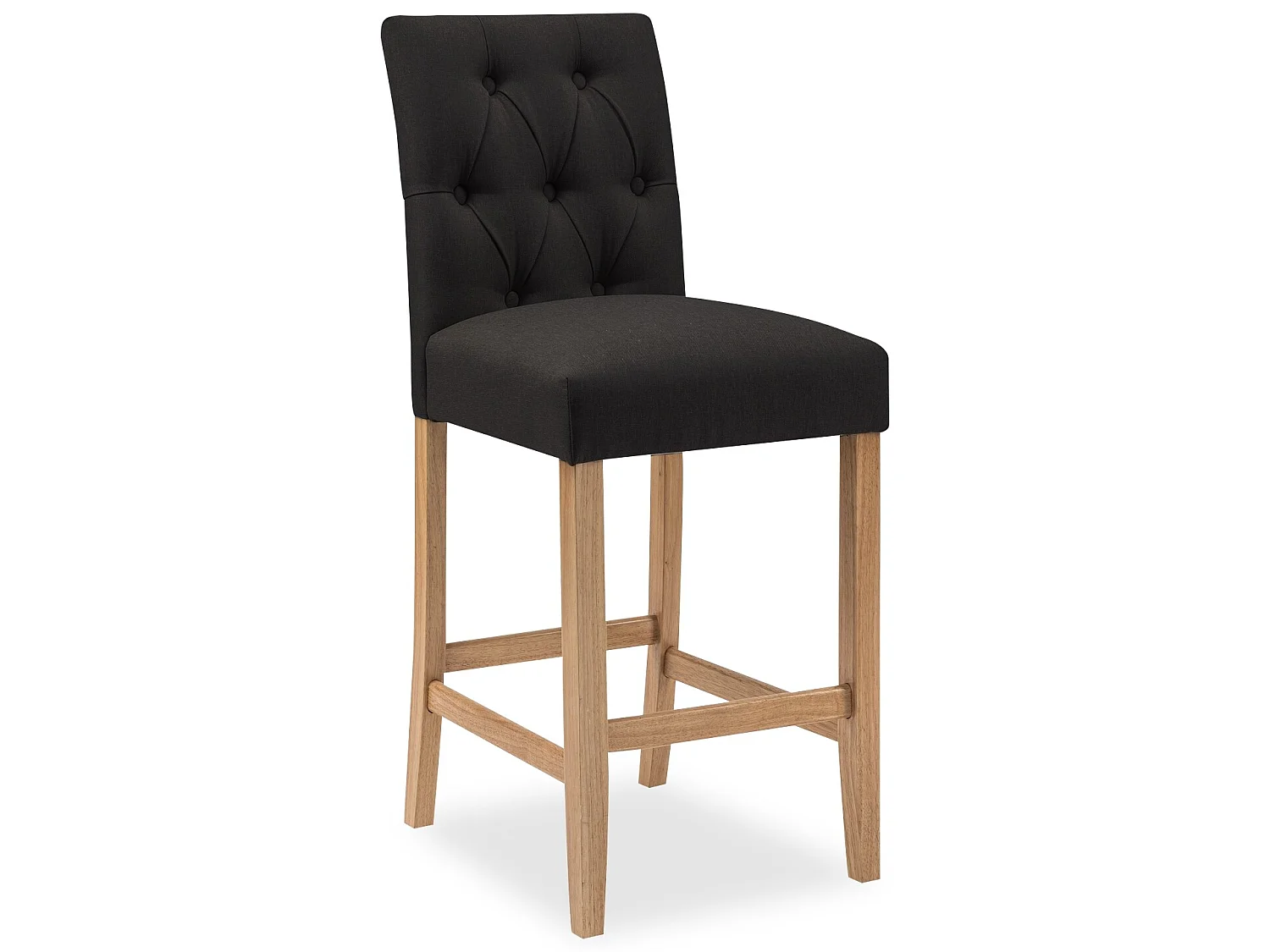 Lot de 2 chaises de bar en bois Gaya tissu Noir - H65cm