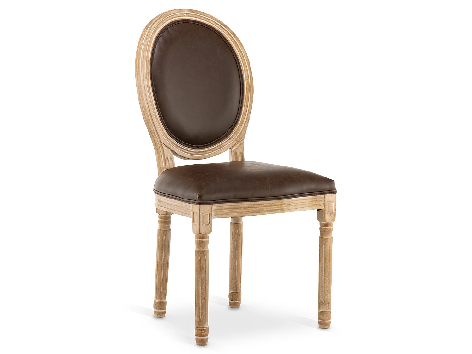 Lot de 4 chaises médaillon Louis XVI Vintage Simili Marron