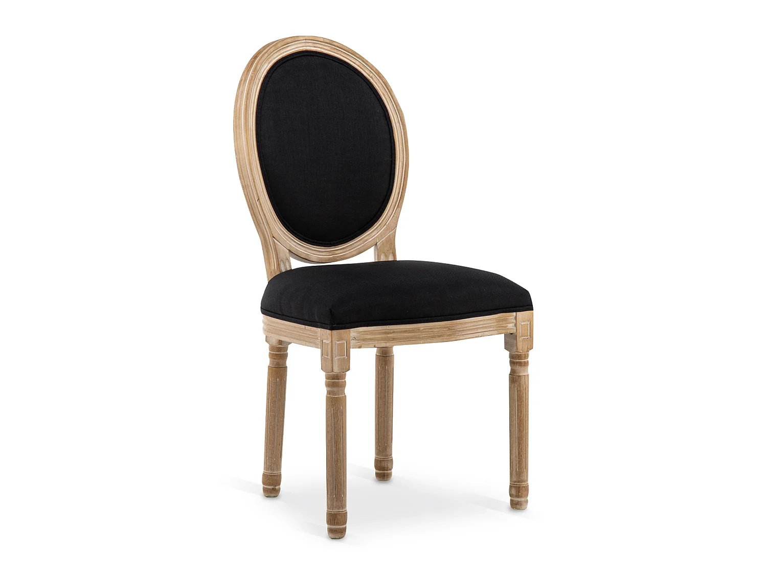 Lot de 2 chaises médaillon Louis XVI tissu Noir
