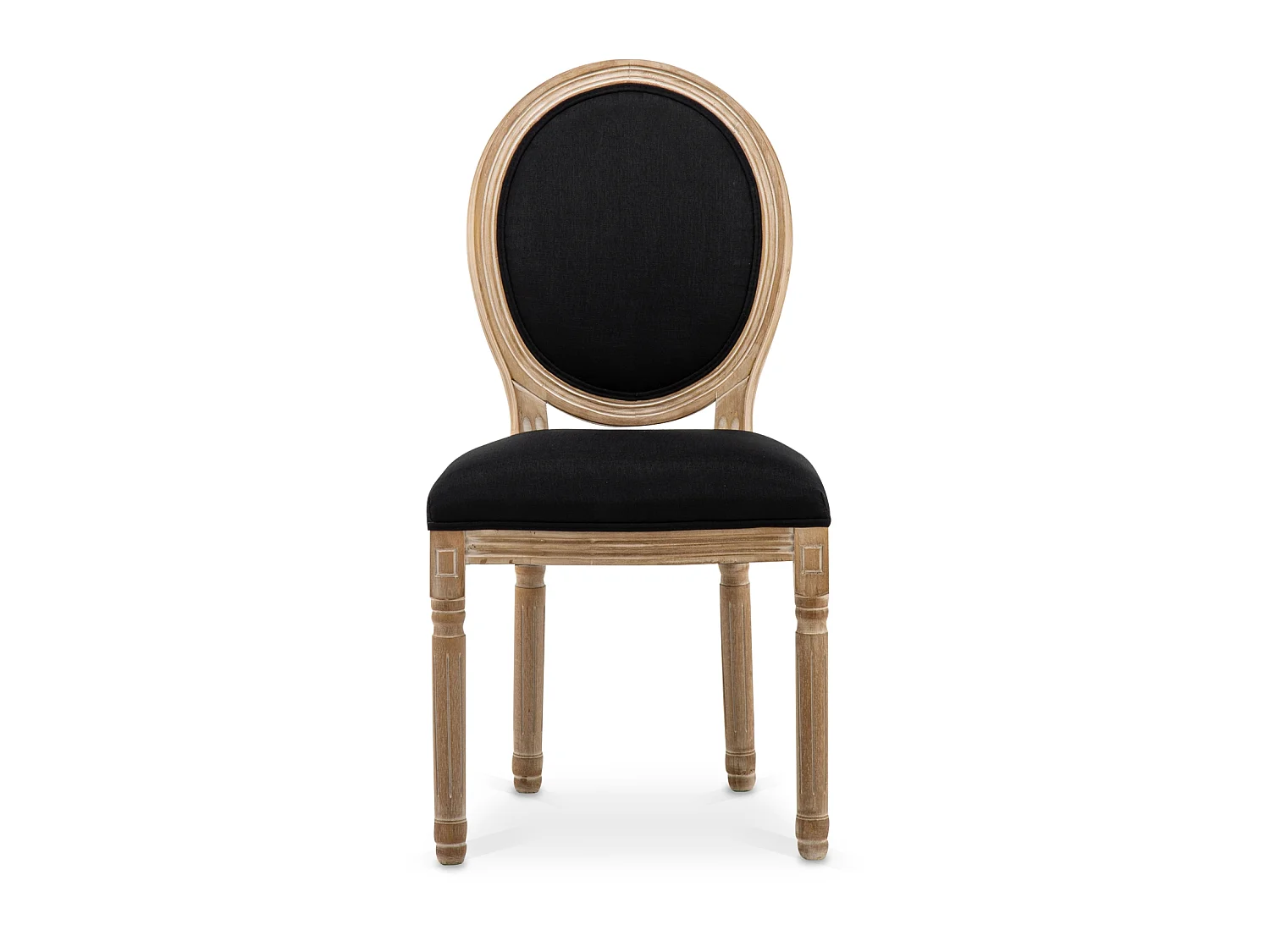 Lot de 2 chaises médaillon Louis XVI tissu Noir