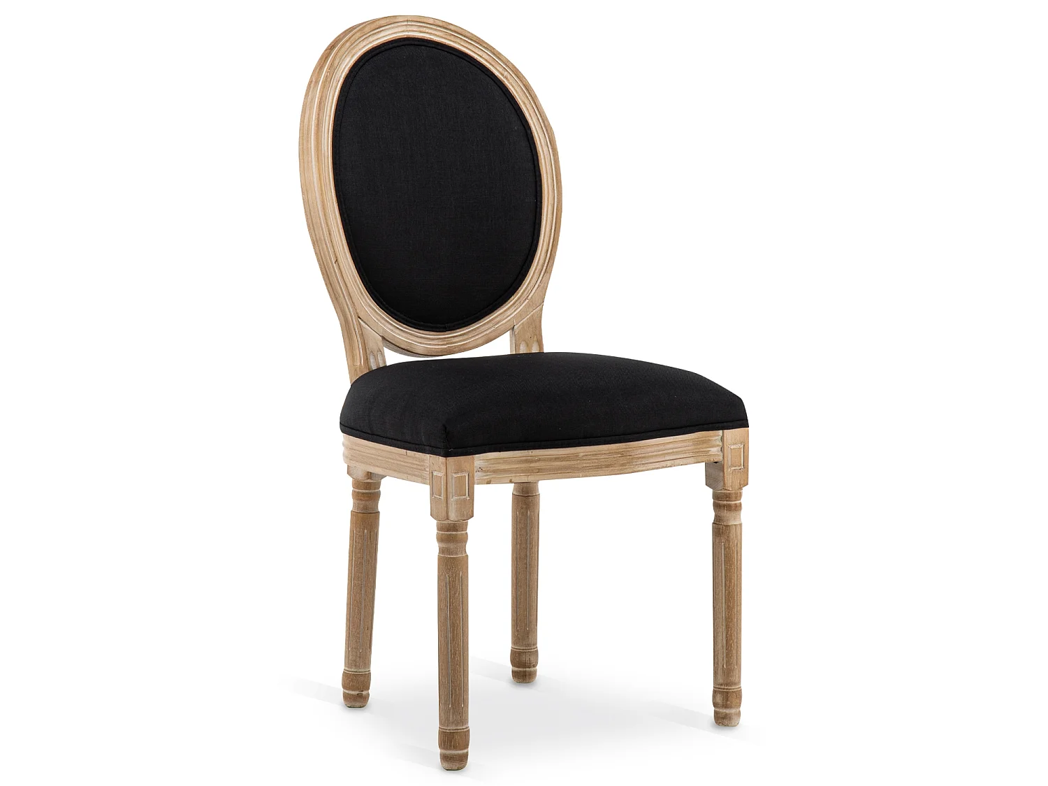 Lot de 2 chaises médaillon Louis XVI tissu Noir