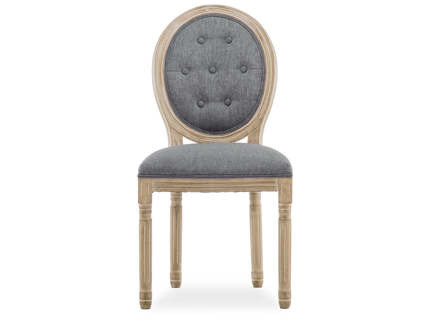 Lot de 2 chaises médaillon capitonnées Louis XVI tissu Gris