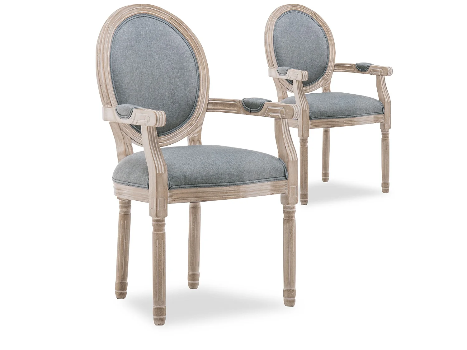 Lot de 2 fauteuils médaillon Louis XVI tissu Gris