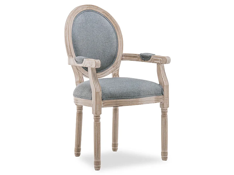 Fauteuil médaillon Louis XVI tissu Gris