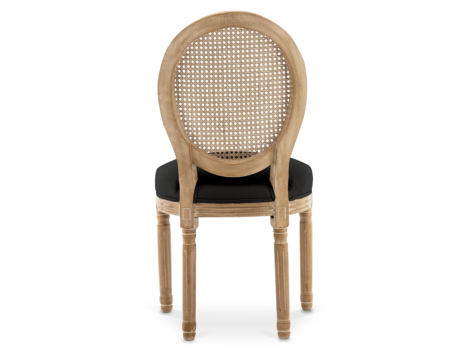 Lot de 4 chaises médaillon Louis XVI Cannage Rotin tissu Noir