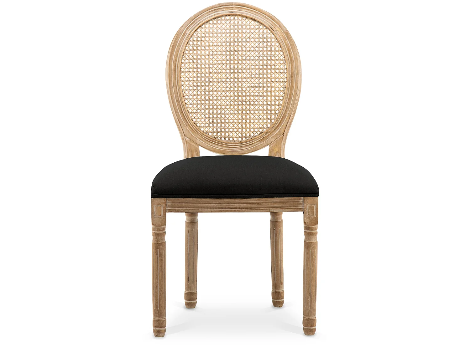 Lot de 6 chaises médaillon Louis XVI Cannage Rotin tissu Noir