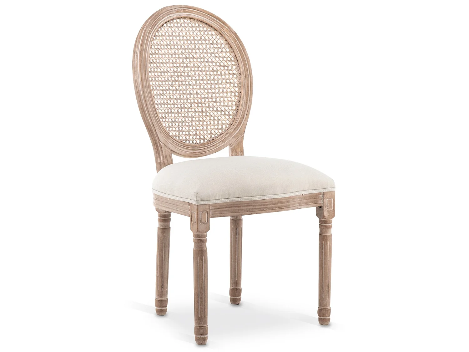 Lot de 2 chaises médaillon Louis XVI Cannage Rotin tissu Beige