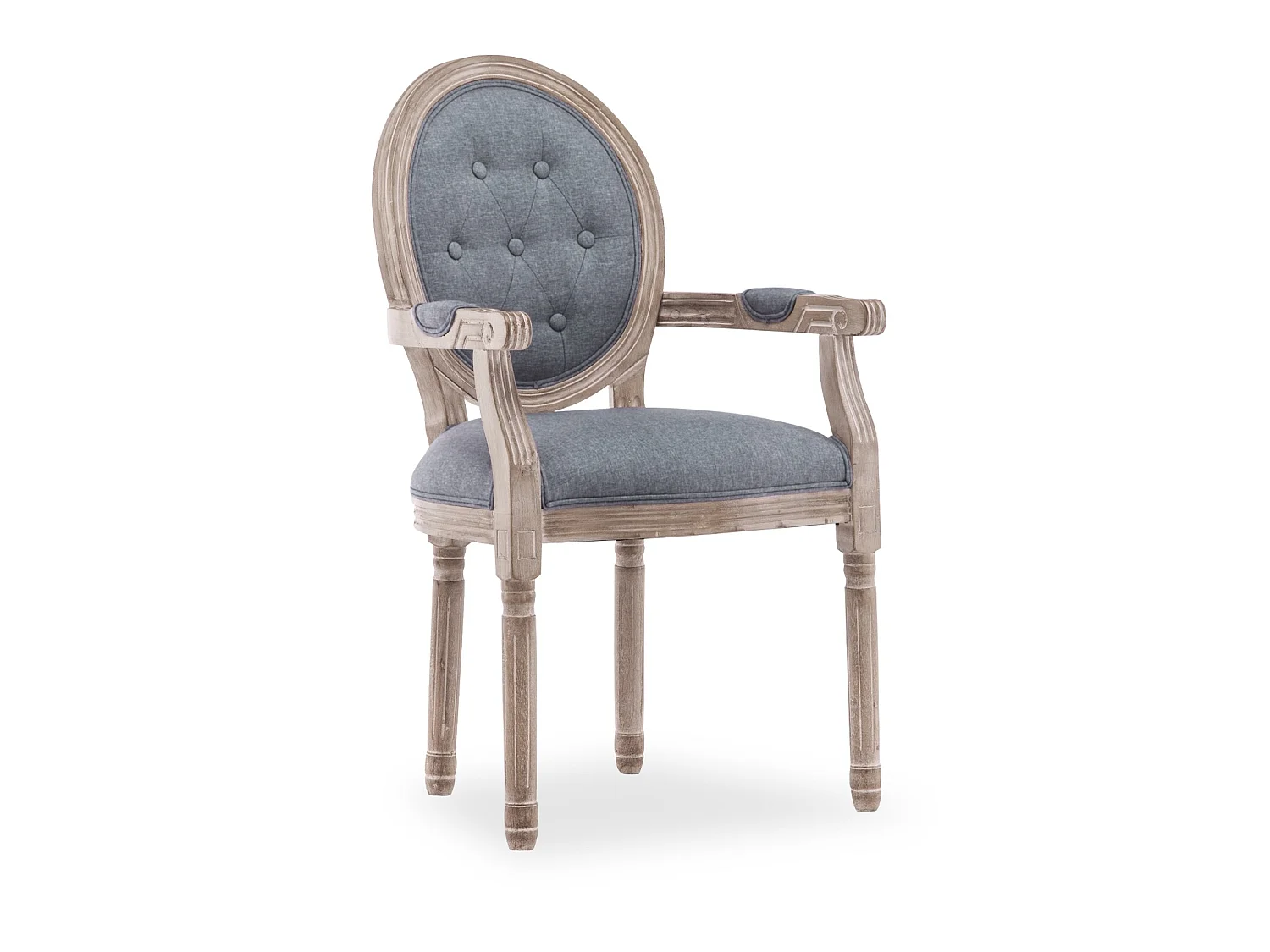 Fauteuil médaillon capitonné Louis XVI tissu Gris