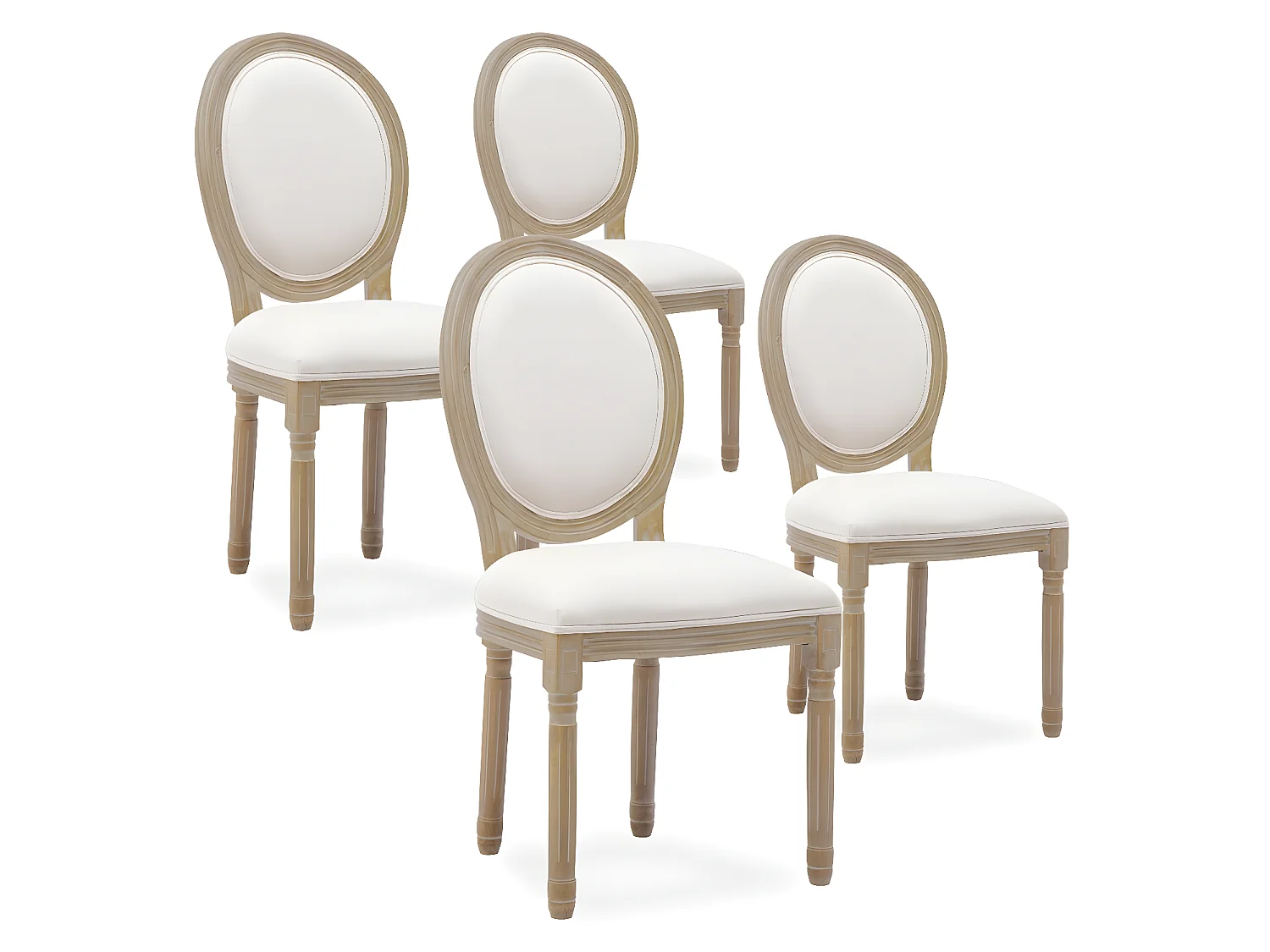 Lot de 4 chaises médaillon Louis XVI tissu Beige
