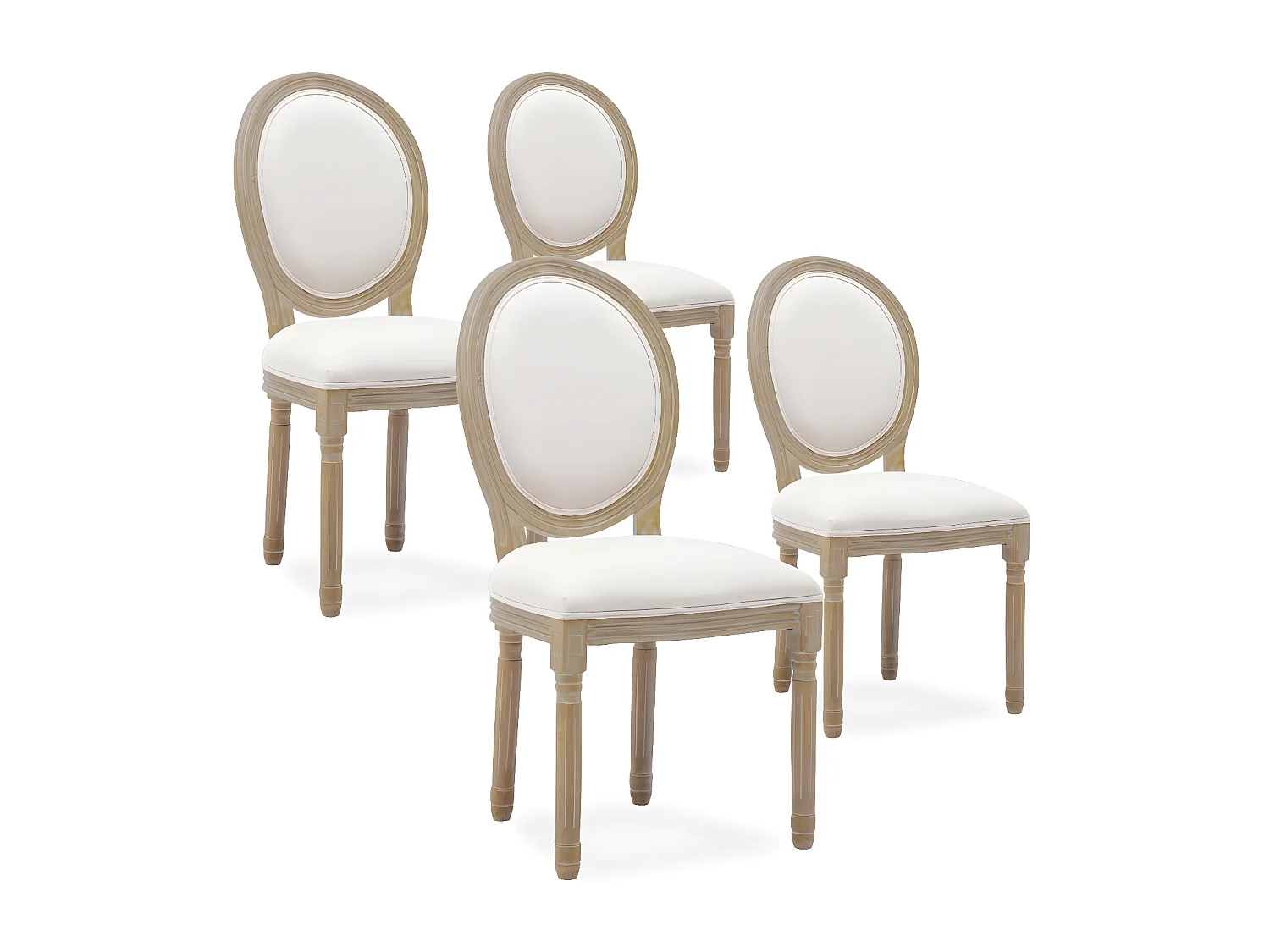Lot de 4 chaises médaillon Louis XVI tissu Beige
