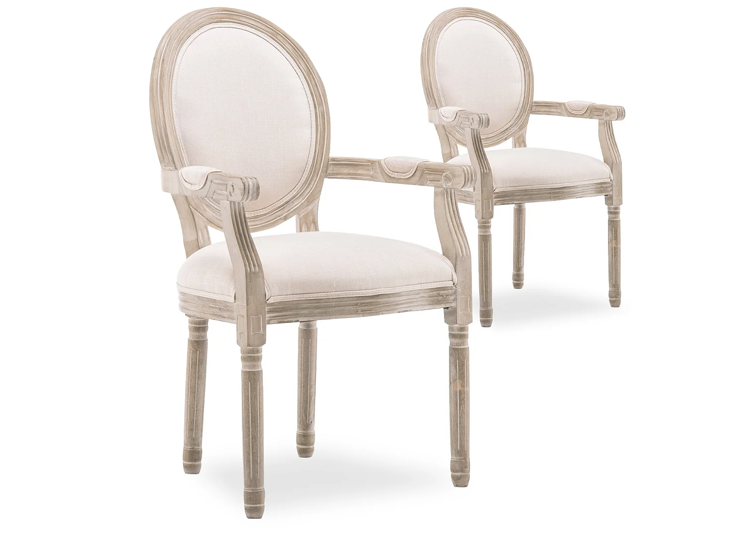 Lot de 2 fauteuils médaillon Louis XVI tissu Beige