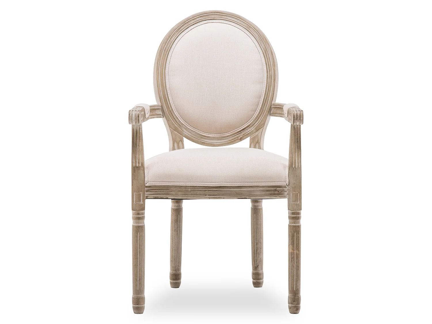 Lot de 2 fauteuils médaillon Louis XVI tissu Beige