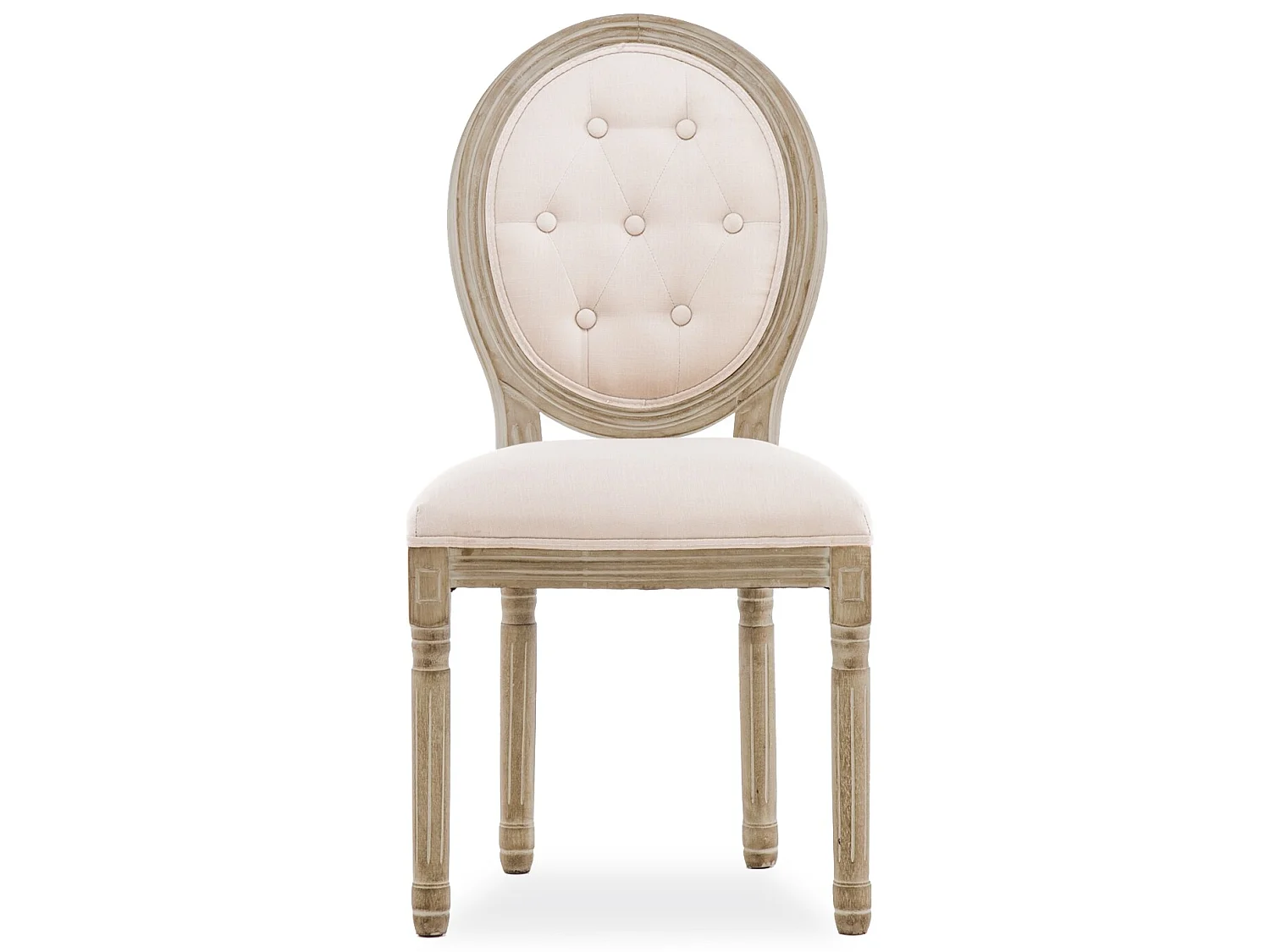 Lot de 2 chaises médaillon capitonnées Louis XVI tissu Beige