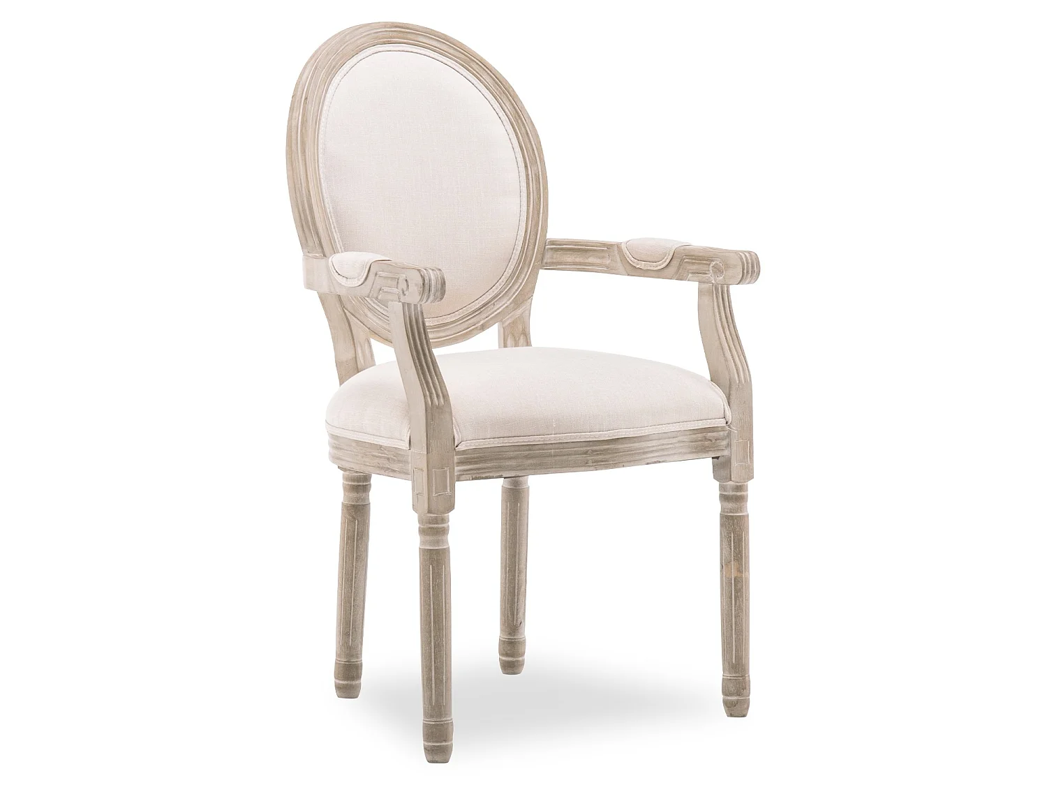 Fauteuil médaillon Louis XVI tissu Beige