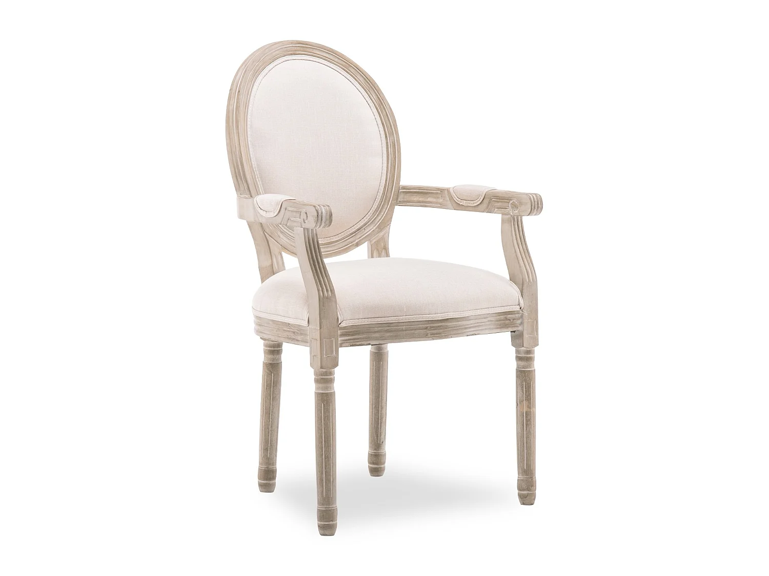 Fauteuil médaillon Louis XVI tissu Beige