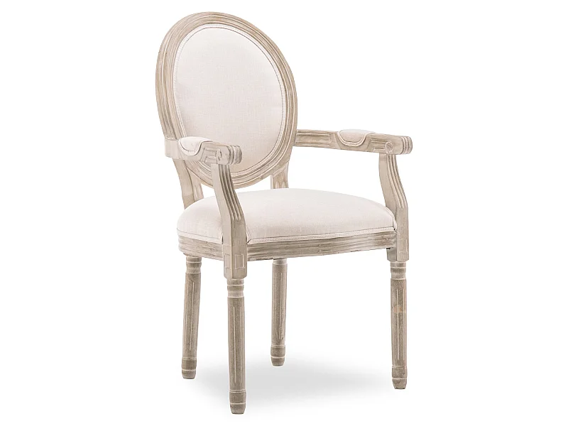Fauteuil médaillon Louis XVI tissu Beige
