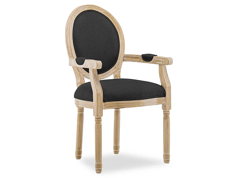 Fauteuil médaillon Louis XVI tissu Noir