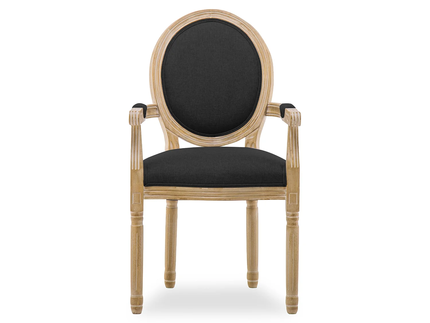 Fauteuil médaillon Louis XVI tissu Noir