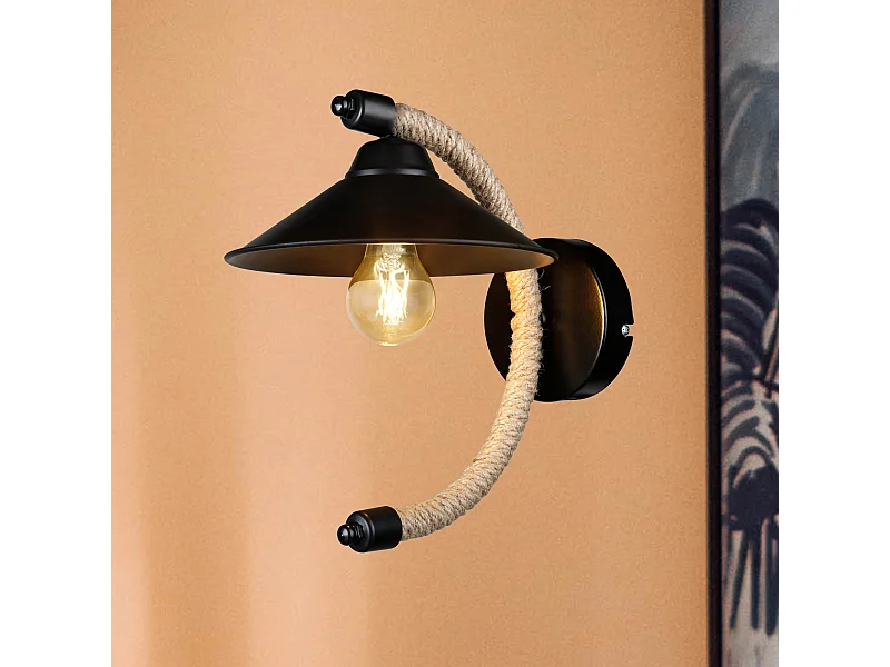 Applique murale Cannock 29 x 22 x 30 cm E27 noir / naturel [lux.pro]