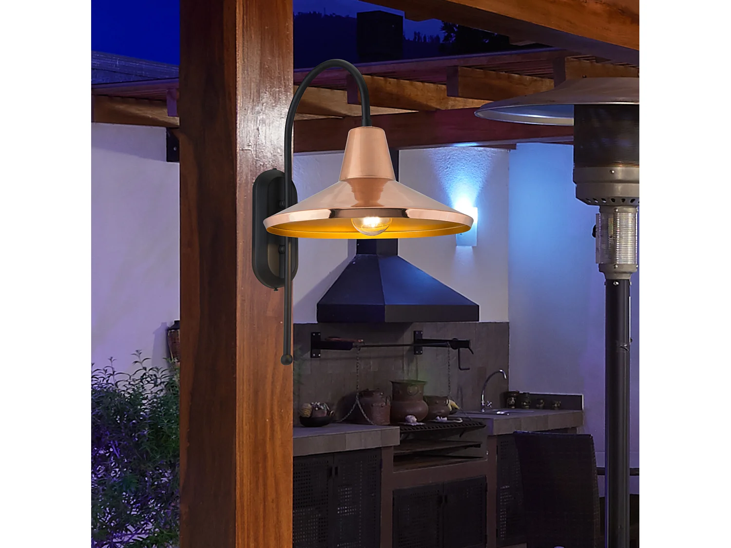 Applique murale Kirkcaldy en métal 51 cm E27 noir / cuivre / laiton [lux.pro]