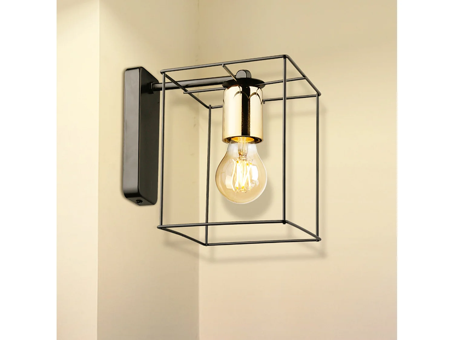 Applique murale Bury 19 x 15 x 21 cm E27 noir / laiton [lux.pro]