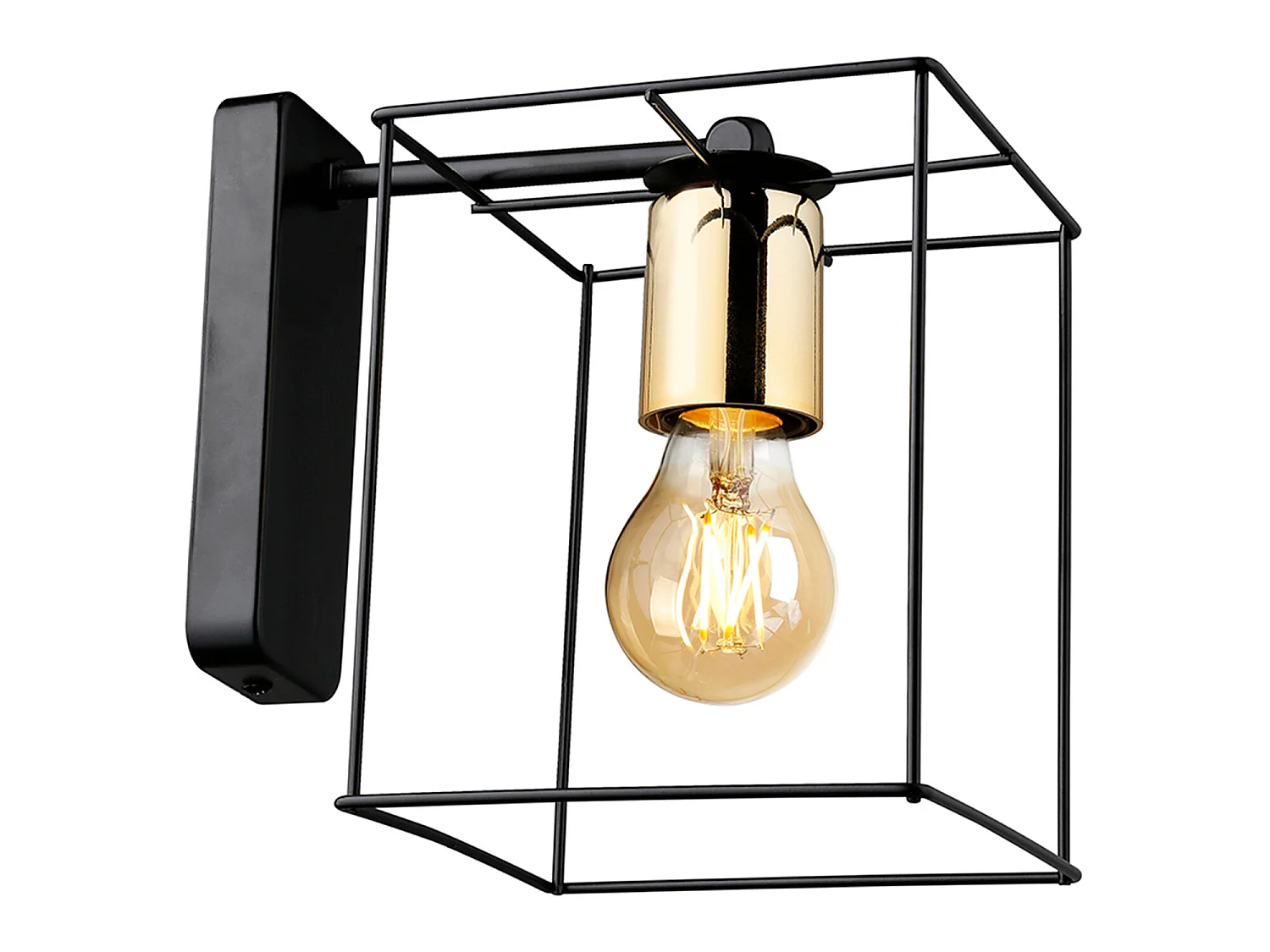 Applique murale Bury 19 x 15 x 21 cm E27 noir / laiton [lux.pro]