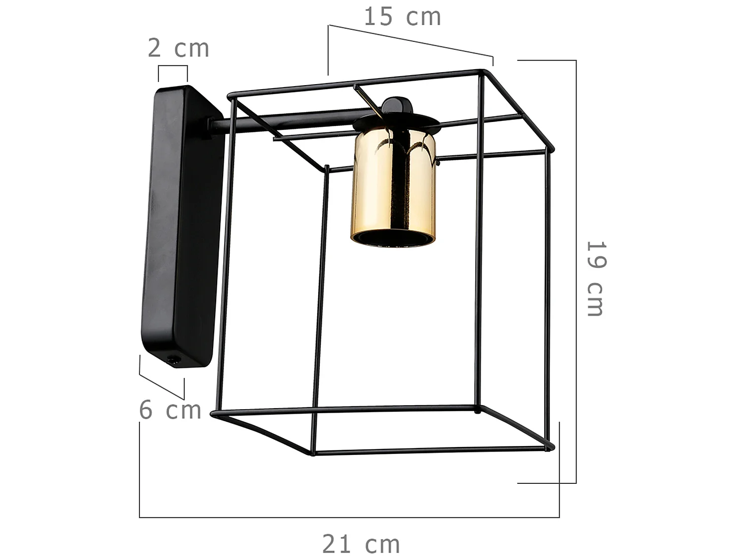 Applique murale Bury 19 x 15 x 21 cm E27 noir / laiton [lux.pro]