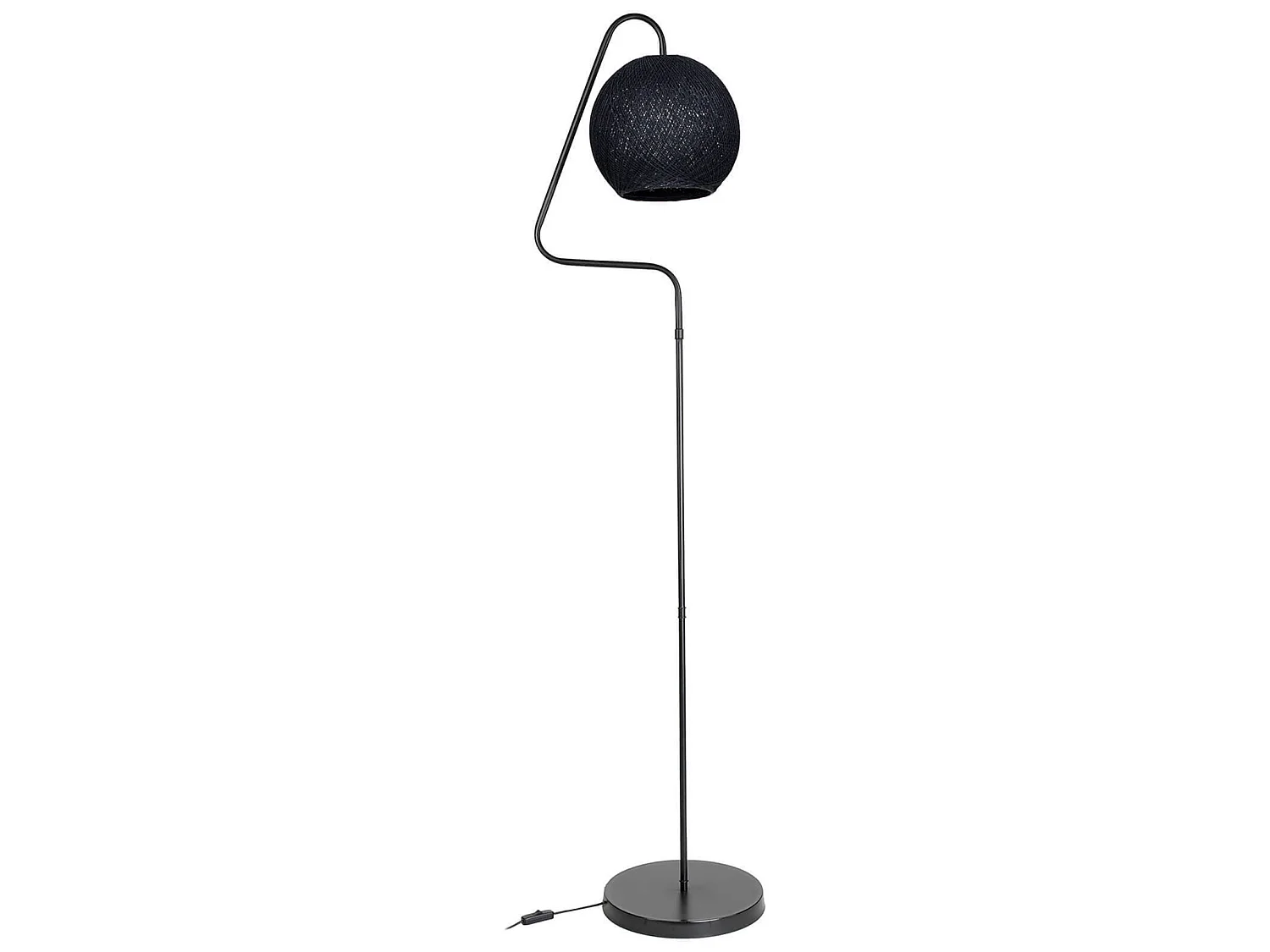 Lampadaire Littlehampton en métal et corde de jute hauteur 160 cm E27 noir [lux.pro]