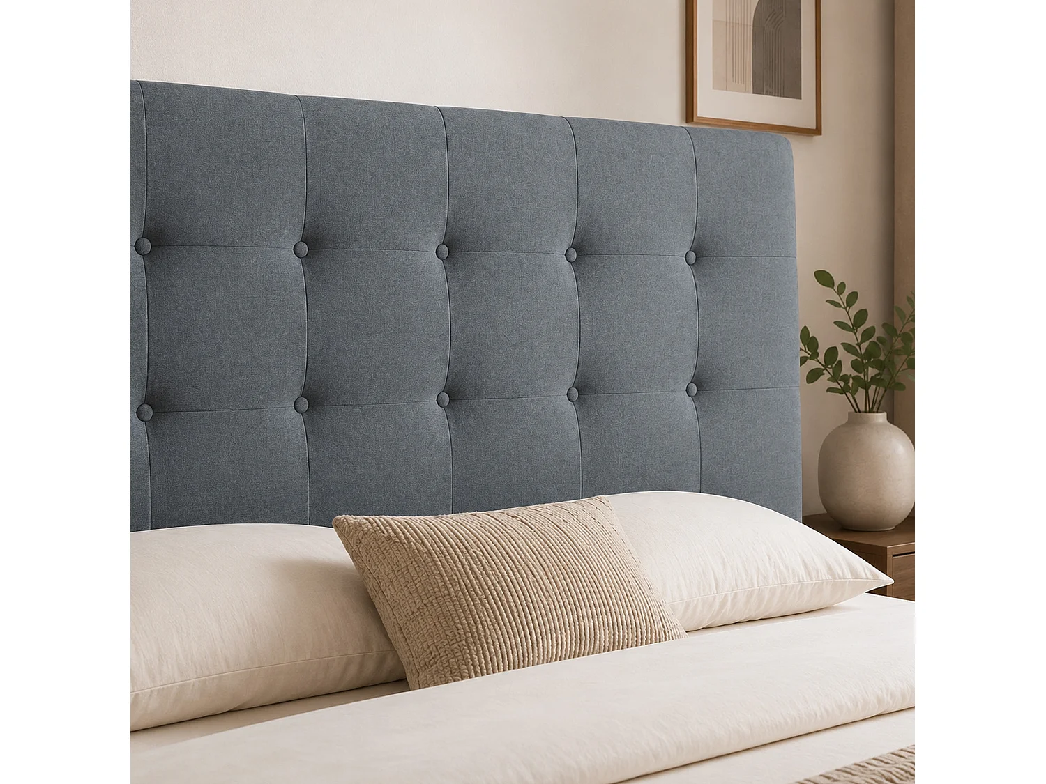 Tête de lit capitonnée Premium Tissu 160cm Gris
