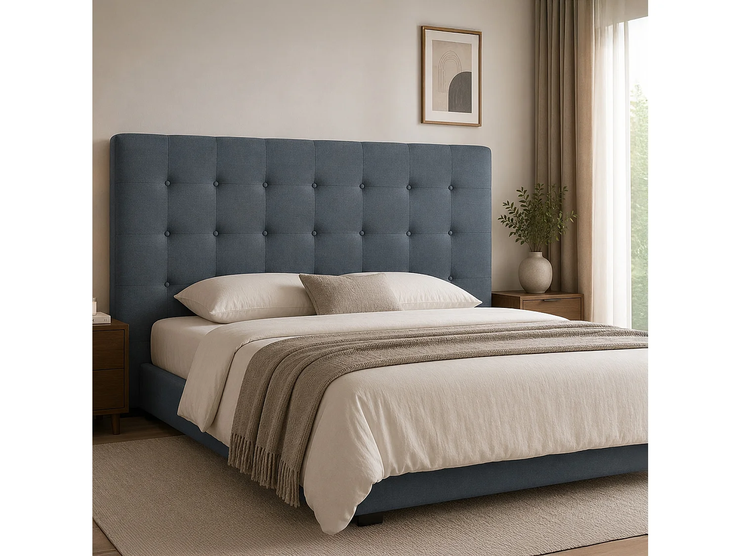 Tête de lit capitonnée Premium Tissu 180cm Gris