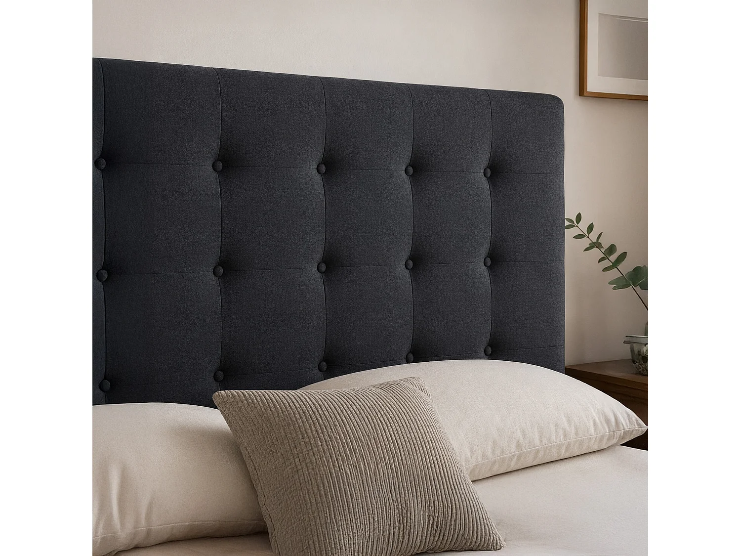 Tête de lit capitonnée Premium Tissu 160cm Noir