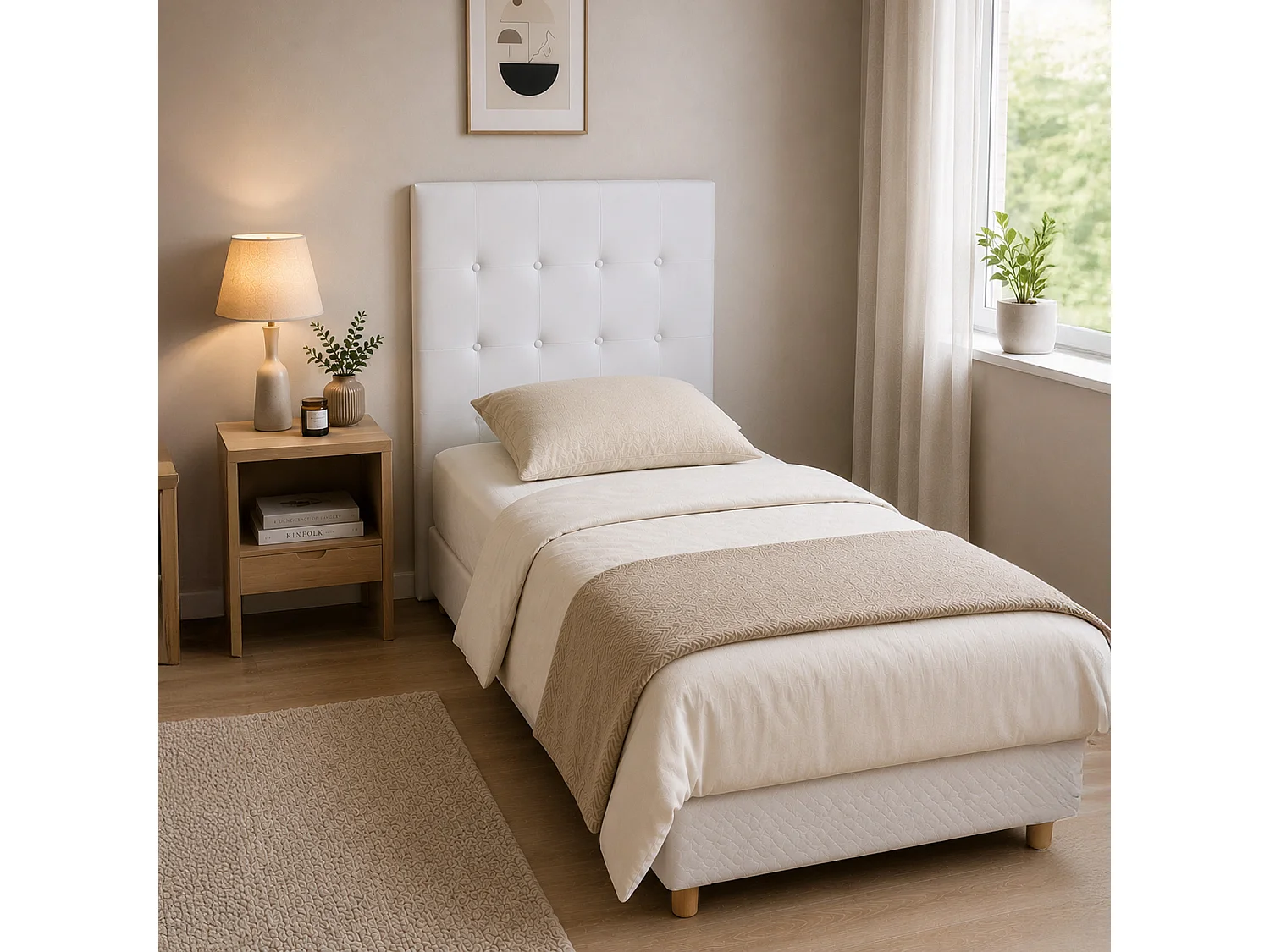 Tête de lit capitonnée Premium 90cm Blanc