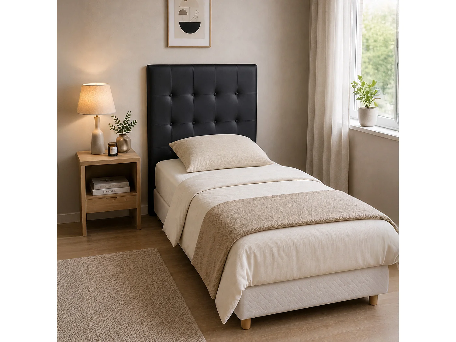 Tête de lit capitonnée Premium 90cm Noir